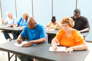 Class room setting with adult students.